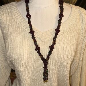Joan Rivers Garnet and Jade Beaded Necklace